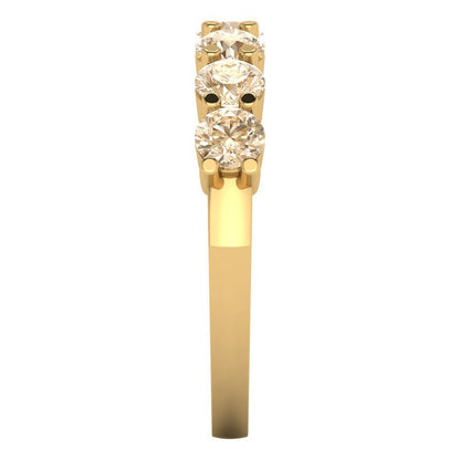 1.19 cttw Natural Morganite Round Cut Yellow Gold Eternity Wedding Band