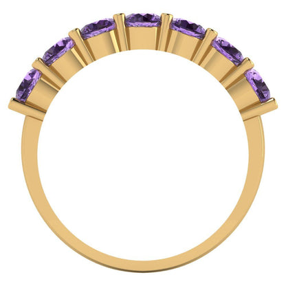 1.19 cttw Simulated Alexandrite Round Cut Yellow Gold Eternity Wedding Band