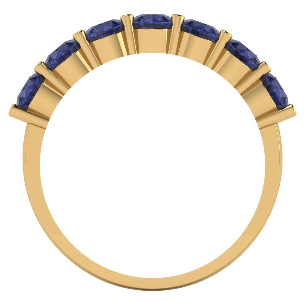 1.19 cttw Simulated Blue Sapphire Round Cut Yellow Gold Eternity Wedding Band