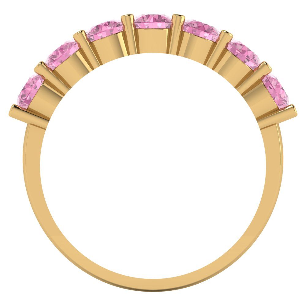 1.19 cttw Simulated Pink Diamond Round Cut Yellow Gold Eternity Wedding Band