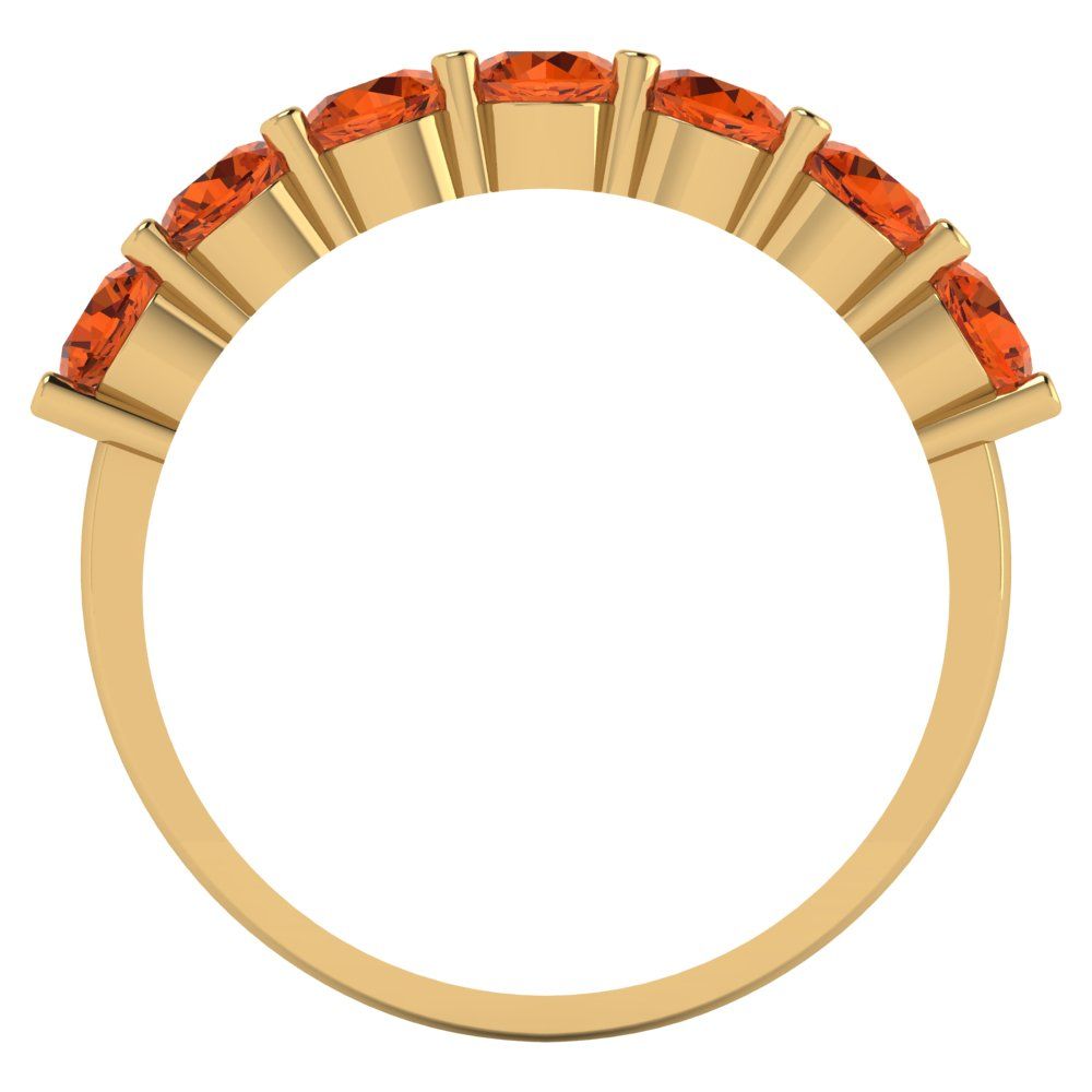 1.19 cttw Simulated Pink Tourmaline Round Cut Yellow Gold Eternity Wedding Band