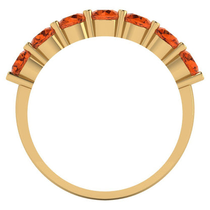 1.19 cttw Simulated Pink Tourmaline Round Cut Yellow Gold Eternity Wedding Band