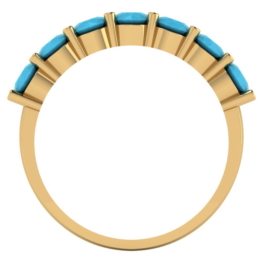 1.19 cttw Simulated Turquoise Round Cut Yellow Gold Eternity Wedding Band