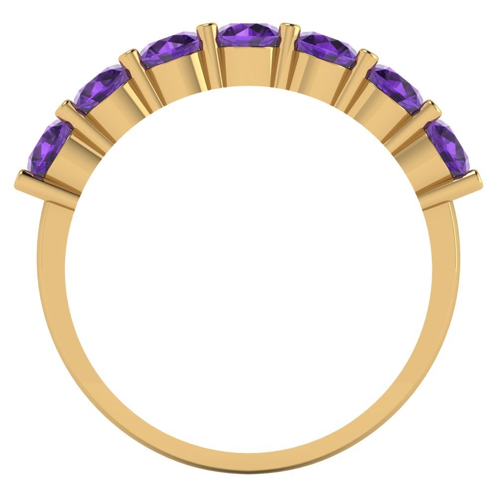 1.19 cttw Natural Amethyst Round Cut Yellow Gold Eternity Wedding Band