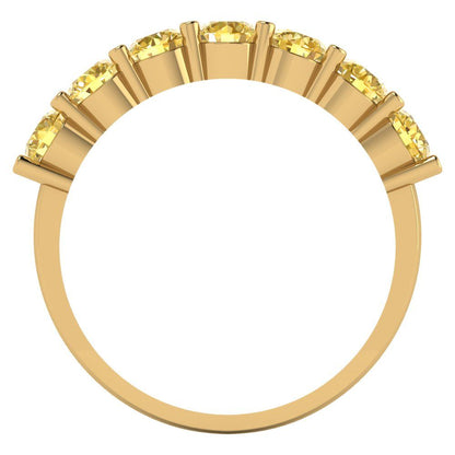 1.19 cttw Natural Citrine Round Cut Yellow Gold Eternity Wedding Band