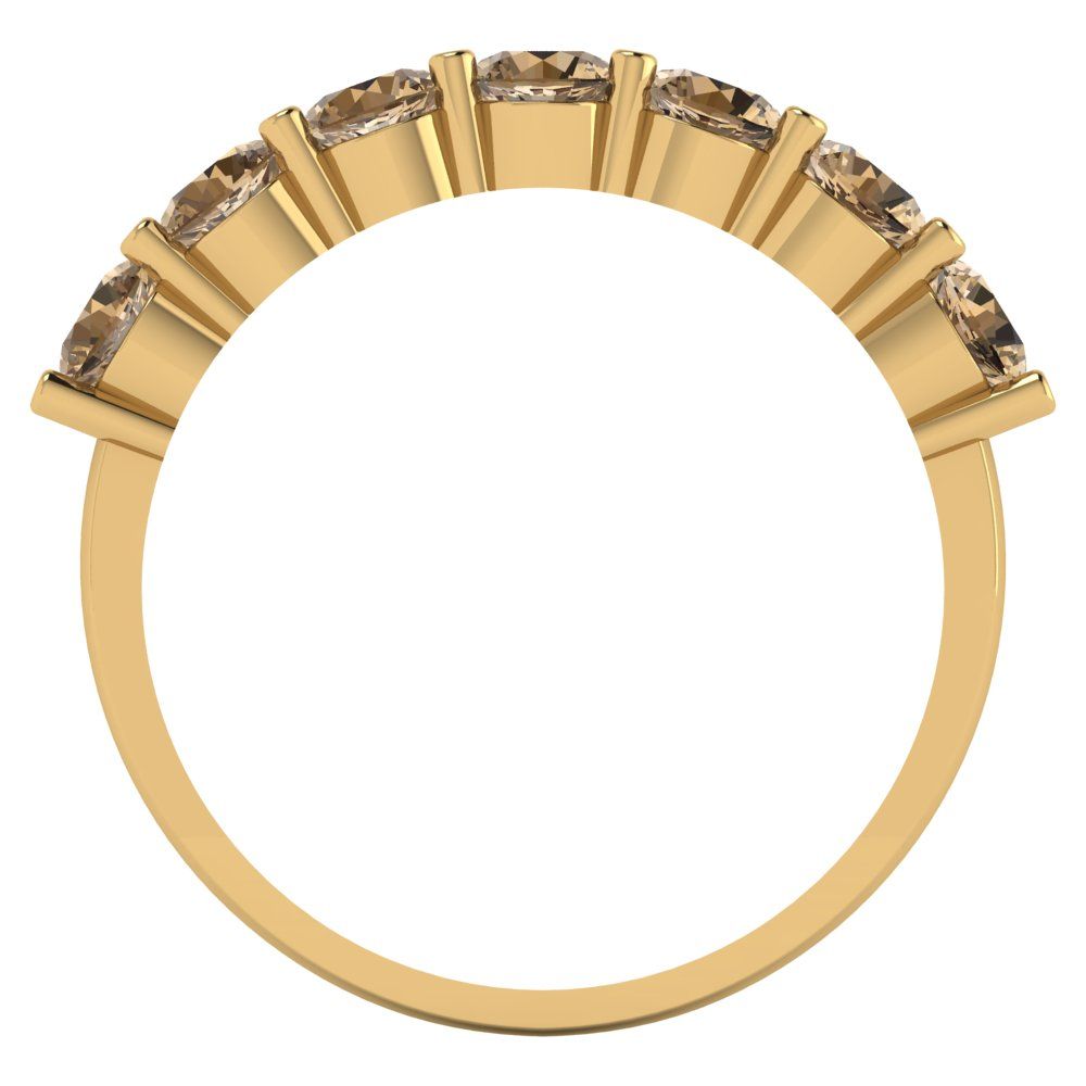 1.19 cttw Simulated Champagne Diamond Round Cut Yellow Gold Eternity Wedding Band