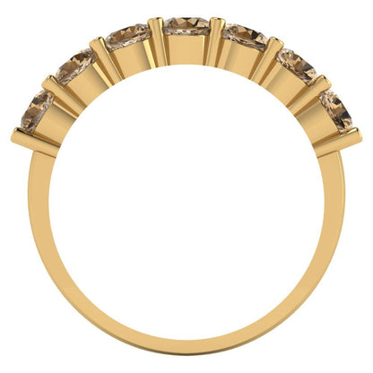 1.19 cttw Simulated Champagne Diamond Round Cut Yellow Gold Eternity Wedding Band