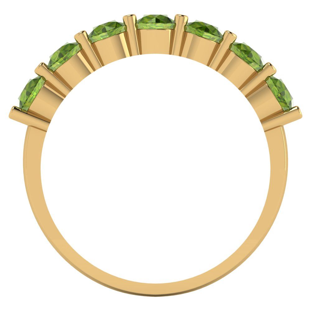 1.19 cttw Natural Peridot Round Cut Yellow Gold Eternity Wedding Band