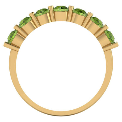 1.19 cttw Natural Peridot Round Cut Yellow Gold Eternity Wedding Band