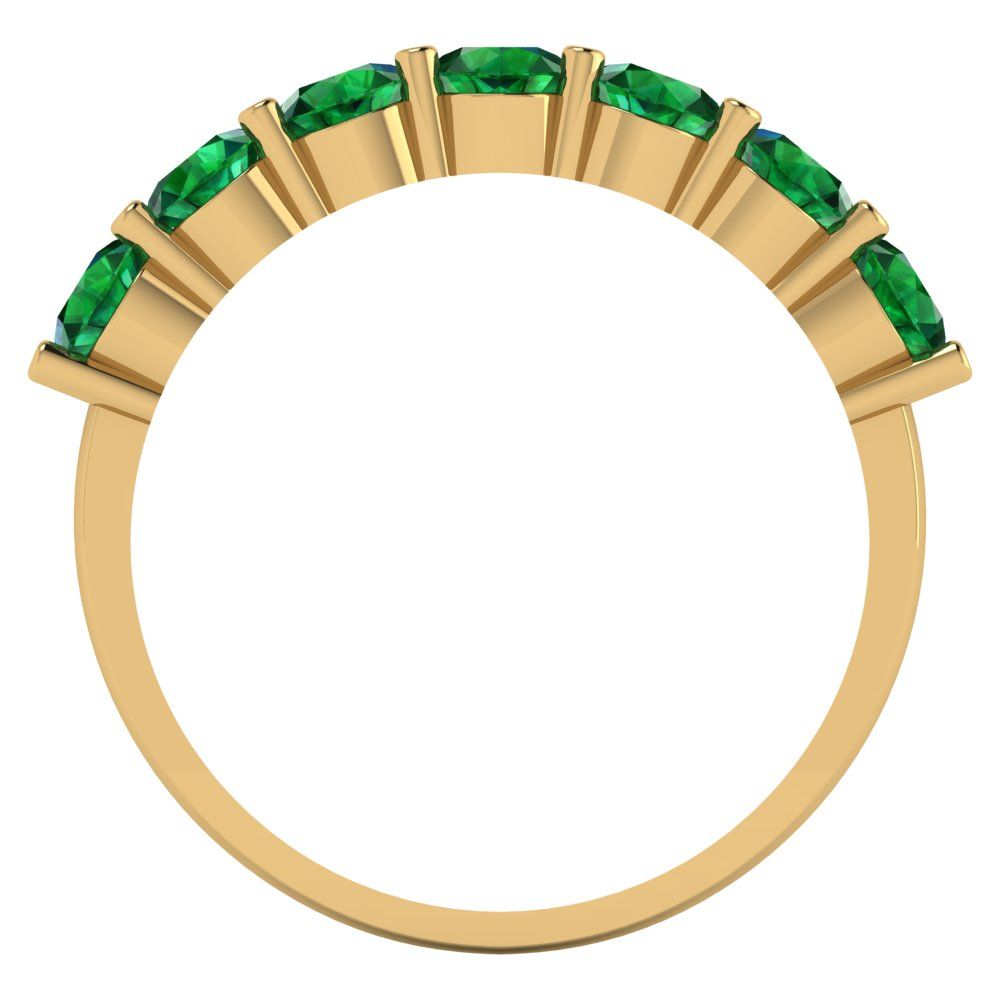 1.19 cttw Simulated Emerald Round Cut Yellow Gold Eternity Wedding Band