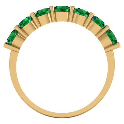 1.19 cttw Simulated Emerald Round Cut Yellow Gold Eternity Wedding Band