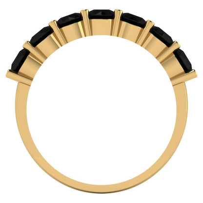 1.19 cttw Natural Onyx Round Cut Yellow Gold Eternity Wedding Band
