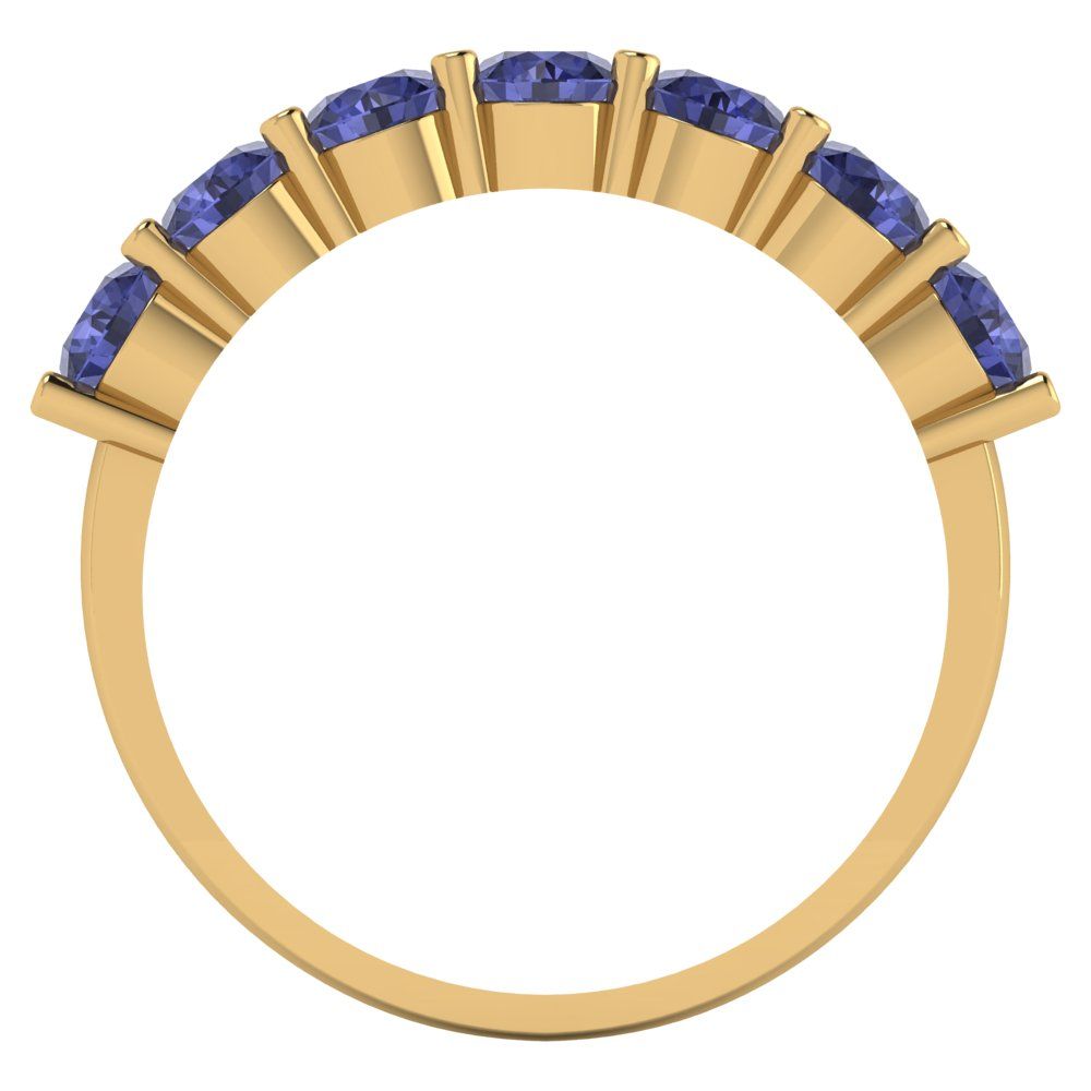 1.19 cttw Simulated Tanzanite Round Cut Yellow Gold Eternity Wedding Band