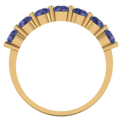 1.19 cttw Simulated Tanzanite Round Cut Yellow Gold Eternity Wedding Band
