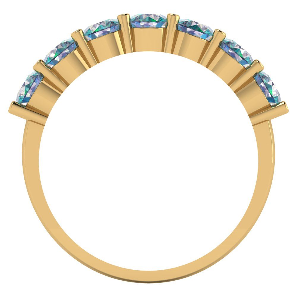 1.19 cttw Blue Moissanite Round Cut Yellow Gold Eternity Wedding Band