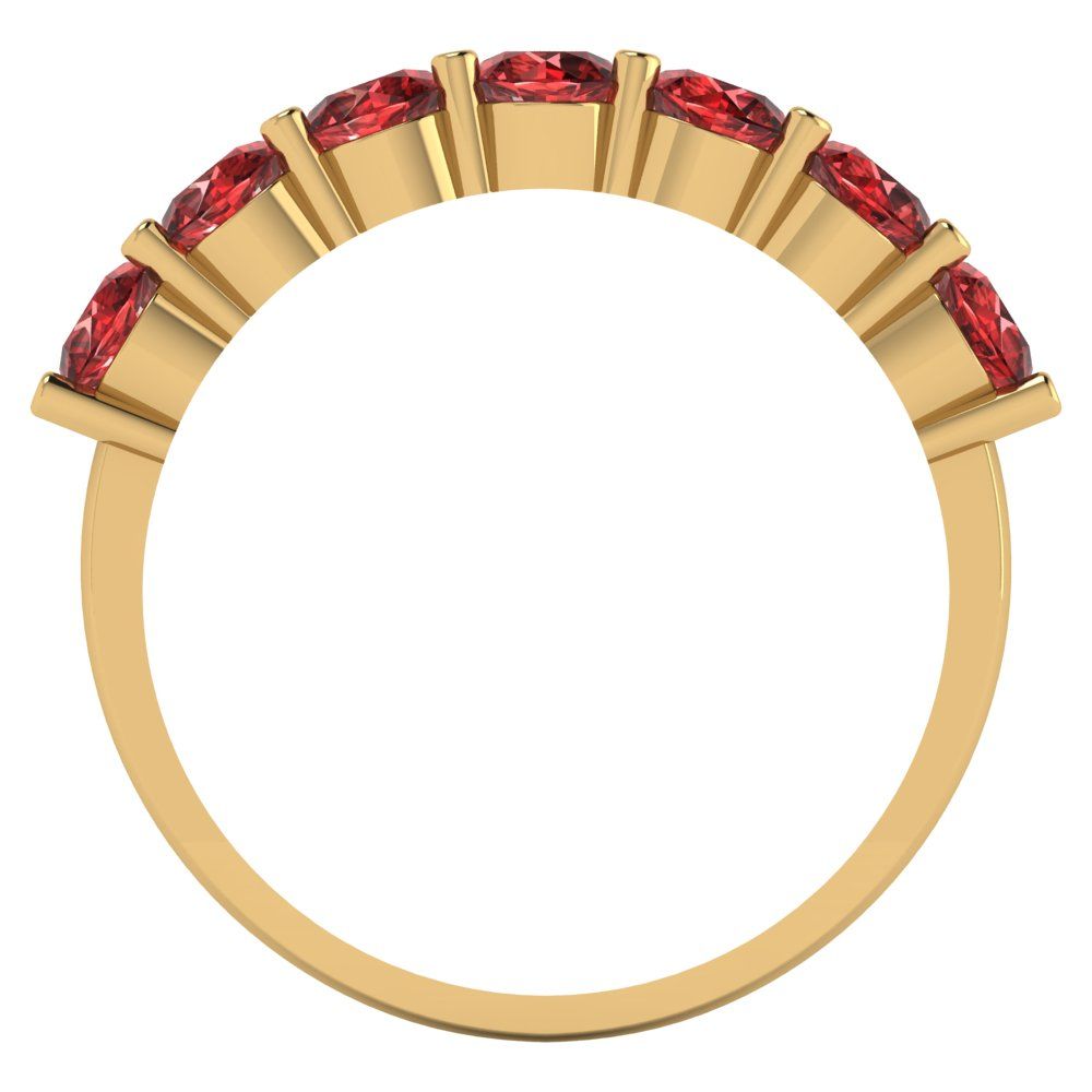 1.19 cttw Natural Garnet Round Cut Yellow Gold Eternity Wedding Band