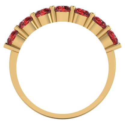 1.19 cttw Natural Garnet Round Cut Yellow Gold Eternity Wedding Band