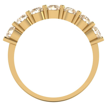 1.19 cttw Natural Morganite Round Cut Yellow Gold Eternity Wedding Band