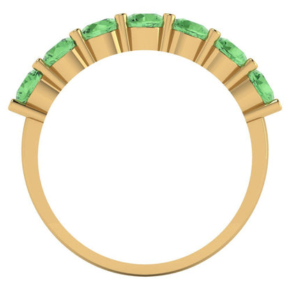 1.19 cttw Simulated Green Diamond Round Cut Yellow Gold Eternity Wedding Band