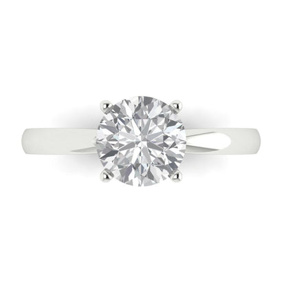 1.5 cttw Certified Moissanite Solitaire  Engagement Ring - Solid Gold (VVS1, D-F,Round Cut,7.5mm)