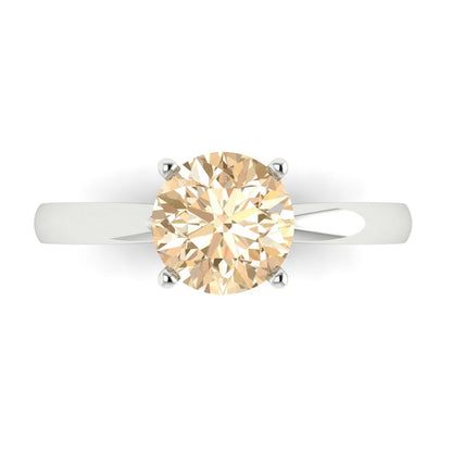 1.5 cttw Natural Morganite Solitaire  Engagement Ring - Solid Gold (Round Cut,7.5mm)