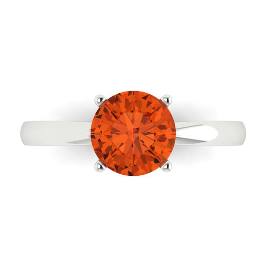 1.5 cttw Zirconia Simulated Red Diamond Solitaire  Engagement Ring - Solid White Gold (VVS1, Round Cut,7.5mm)