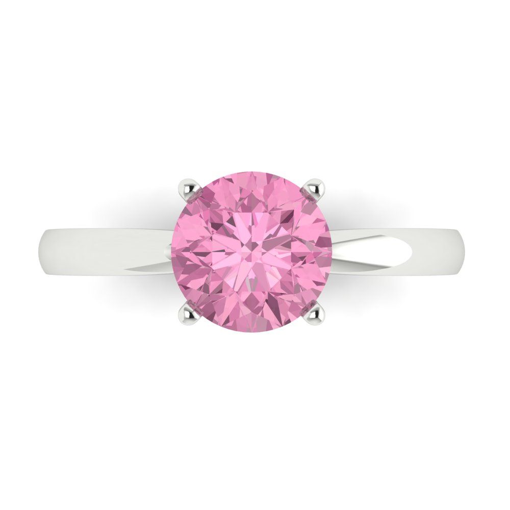 1.5 cttw Zirconia Simulated Pink Diamond Solitaire  Engagement Ring - Solid Gold (VVS1, Round Cut,7.5mm)