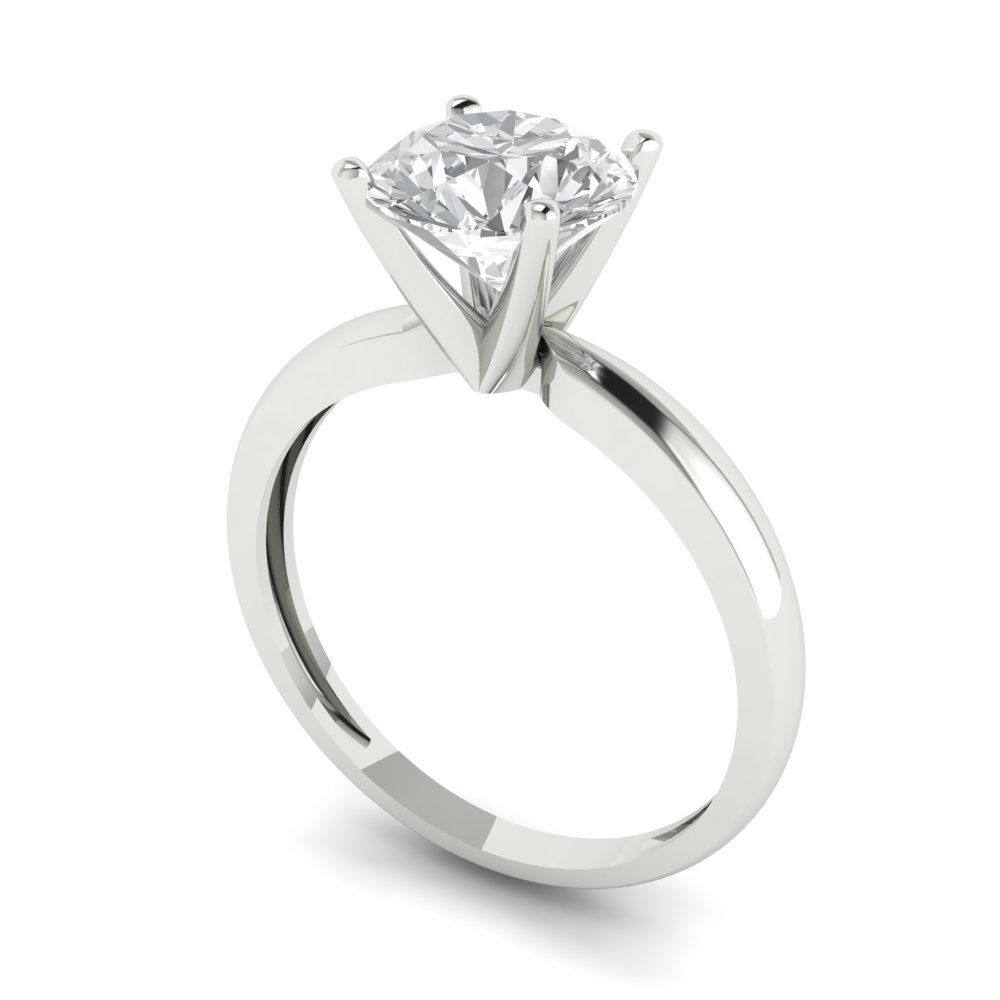 1.5 cttw Zirconia Simulated Diamond Solitaire  Engagement Ring - Solid Gold (VVS1, Round Cut,7.5mm)
