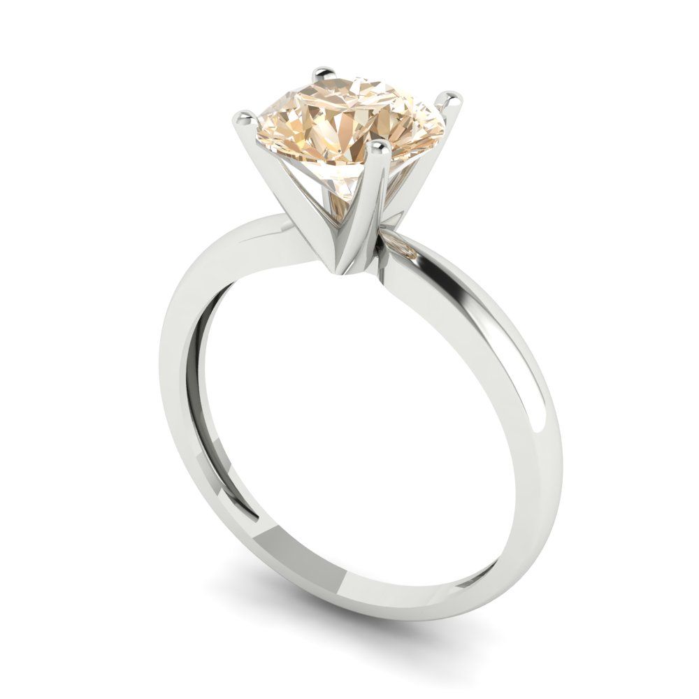 1.5 cttw Natural Morganite Solitaire  Engagement Ring - Solid Gold (Round Cut,7.5mm)