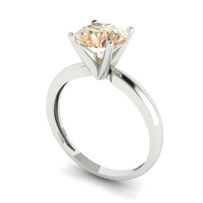 1.5 cttw Natural Morganite Solitaire  Engagement Ring - Solid Gold (Round Cut,7.5mm)