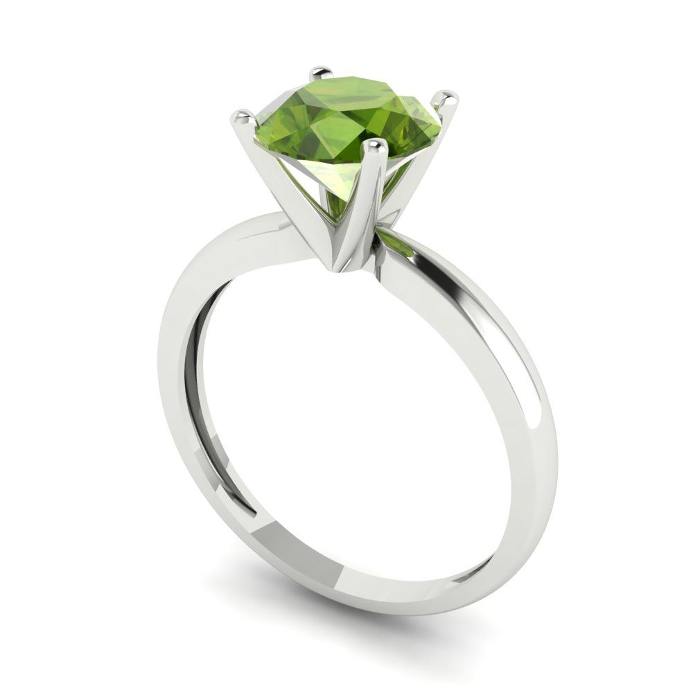 1.5 cttw Natural Peridot Solitaire  Engagement Ring - Solid Gold (Round Cut,7.5mm)
