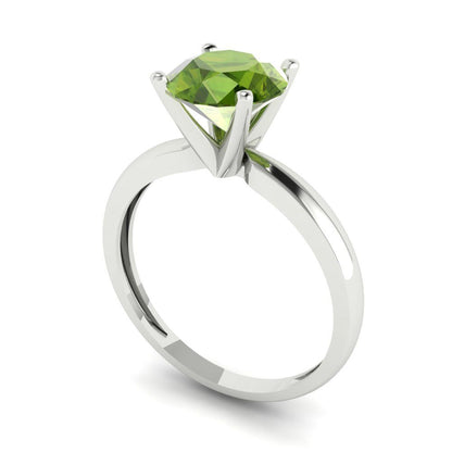 1.5 cttw Natural Peridot Solitaire  Engagement Ring - Solid Gold (Round Cut,7.5mm)