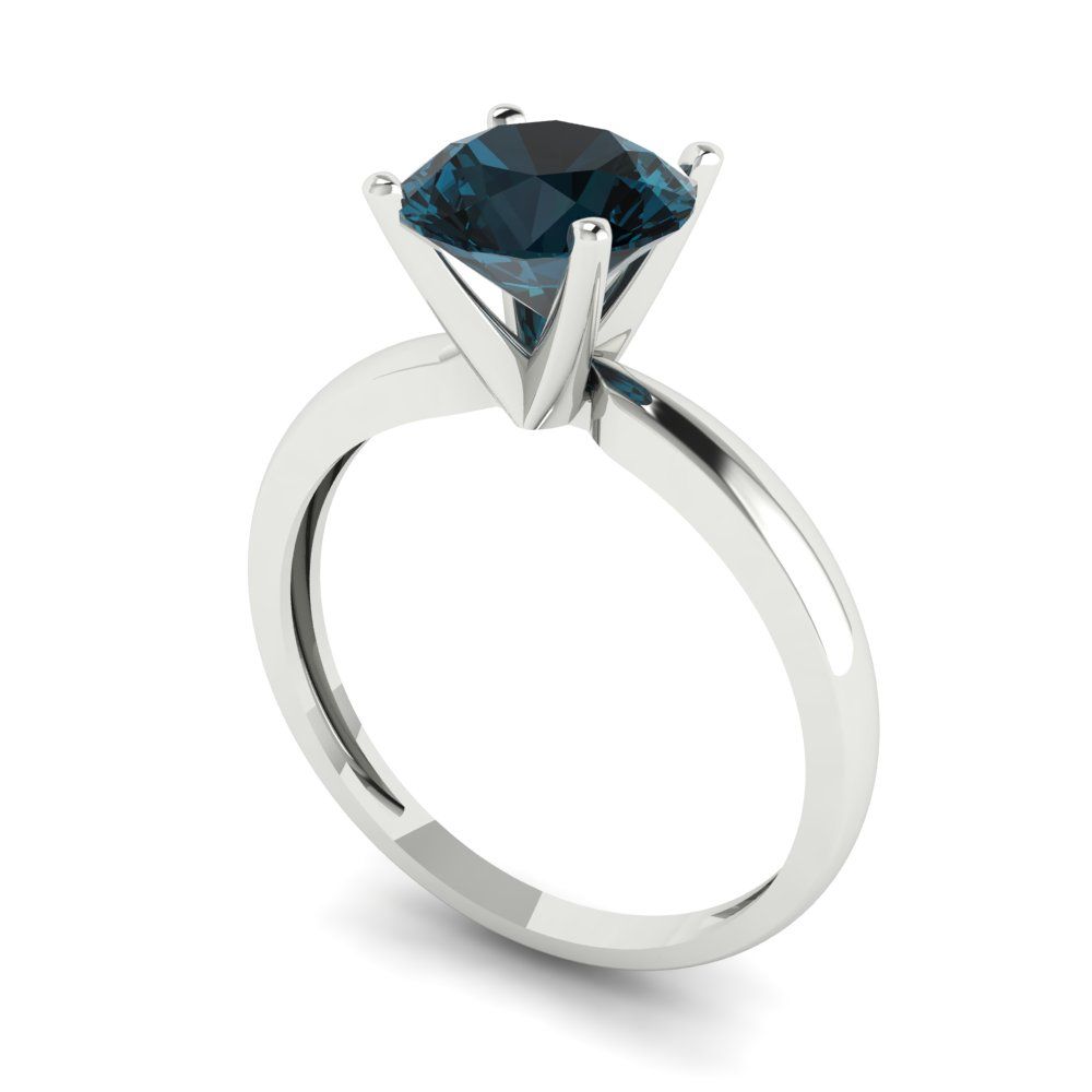 1.5 cttw Natural London Blue Topaz Solitaire  Engagement Ring - Solid Gold (Round Cut,7.5mm)
