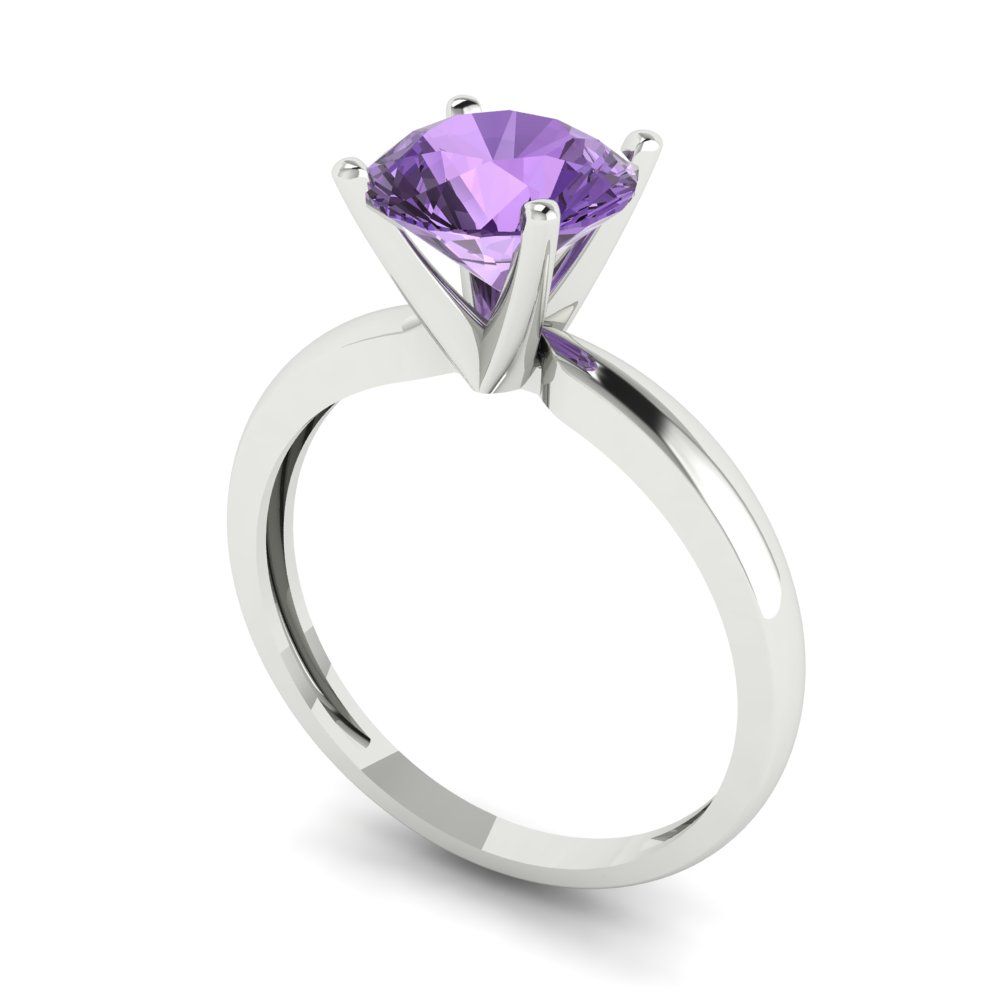 1.5 cttw Simulated Alexandrite Solitaire  Engagement Ring - Solid Gold (Round Cut,7.5mm)