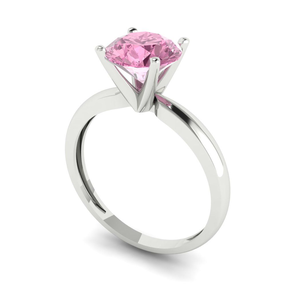 1.5 cttw Zirconia Simulated Pink Diamond Solitaire  Engagement Ring - Solid Gold (VVS1, Round Cut,7.5mm)