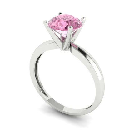 1.5 cttw Zirconia Simulated Pink Diamond Solitaire  Engagement Ring - Solid Gold (VVS1, Round Cut,7.5mm)