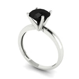 1.5 ct Brilliant Round Cut Natural Onyx Stone White Gold Solitaire Ring