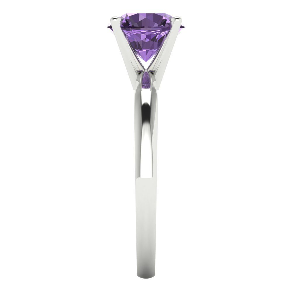 1.5 cttw Simulated Alexandrite Solitaire  Engagement Ring - Solid Gold (Round Cut,7.5mm)