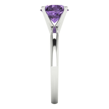 1.5 cttw Simulated Alexandrite Solitaire  Engagement Ring - Solid Gold (Round Cut,7.5mm)