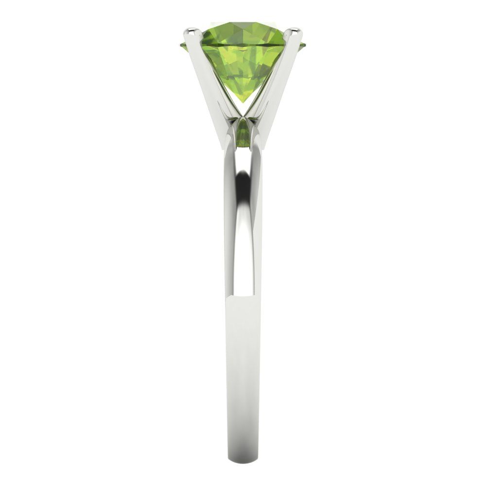 1.5 cttw Natural Peridot Solitaire  Engagement Ring - Solid Gold (Round Cut,7.5mm)