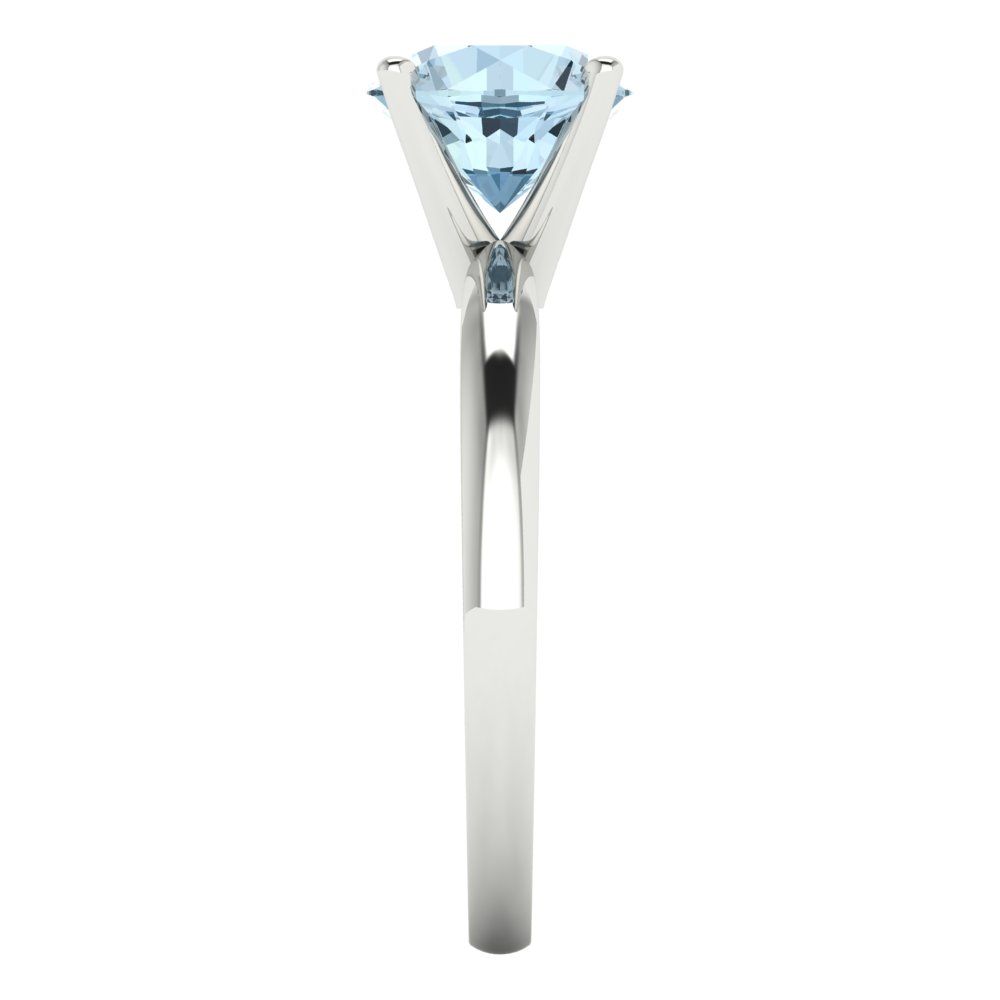 1.5 cttw Natural Aquamarine Solitaire  Engagement Ring - Solid Gold (Round Cut,7.5mm)