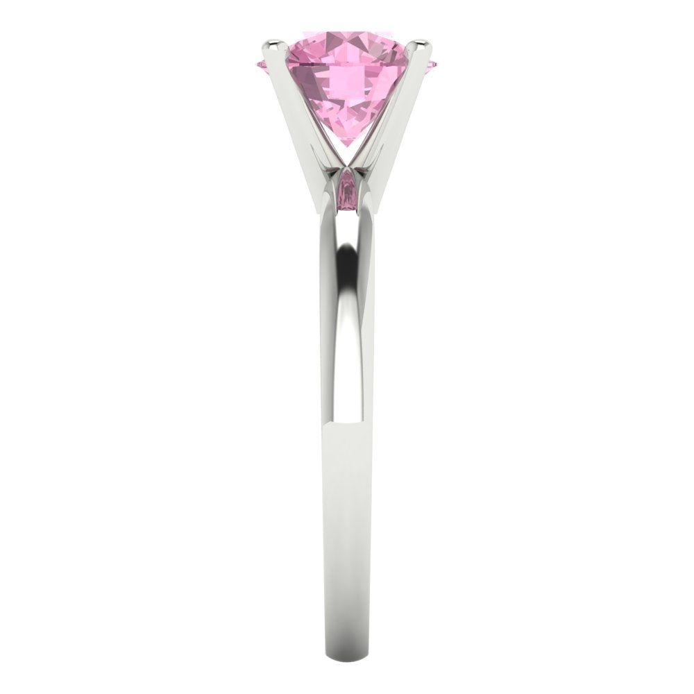 1.5 cttw Zirconia Simulated Pink Diamond Solitaire  Engagement Ring - Solid Gold (VVS1, Round Cut,7.5mm)