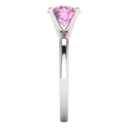 1.5 cttw Zirconia Simulated Pink Diamond Solitaire  Engagement Ring - Solid Gold (VVS1, Round Cut,7.5mm)