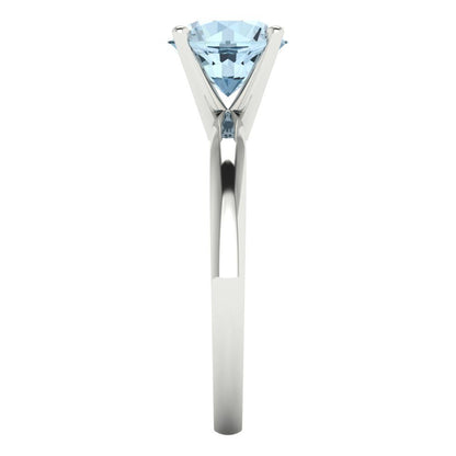 1.5 cttw Natural Swiss Blue Topaz Solitaire  Engagement Ring - Solid Gold (Round Cut,7.5mm)