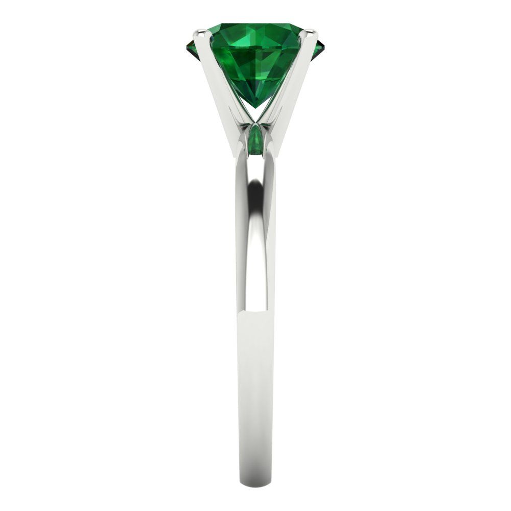 1.5 cttw Simulated Emerald Solitaire  Engagement Ring - Solid Gold (Round Cut,7.5mm)