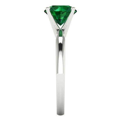 1.5 cttw Simulated Emerald Solitaire  Engagement Ring - Solid Gold (Round Cut,7.5mm)