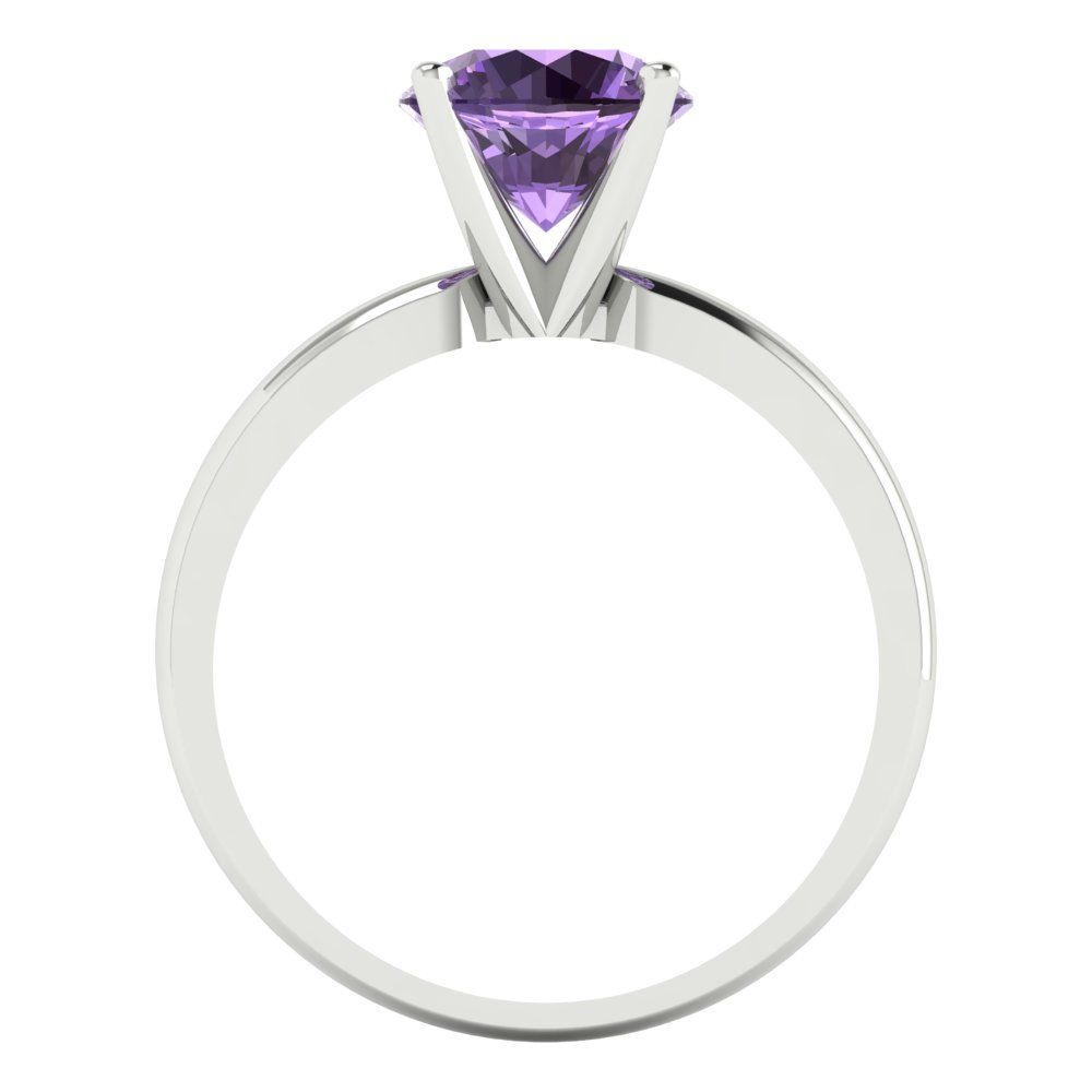 1.5 cttw Simulated Alexandrite Solitaire  Engagement Ring - Solid Gold (Round Cut,7.5mm)