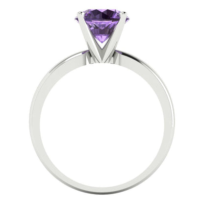 1.5 cttw Simulated Alexandrite Solitaire  Engagement Ring - Solid Gold (Round Cut,7.5mm)