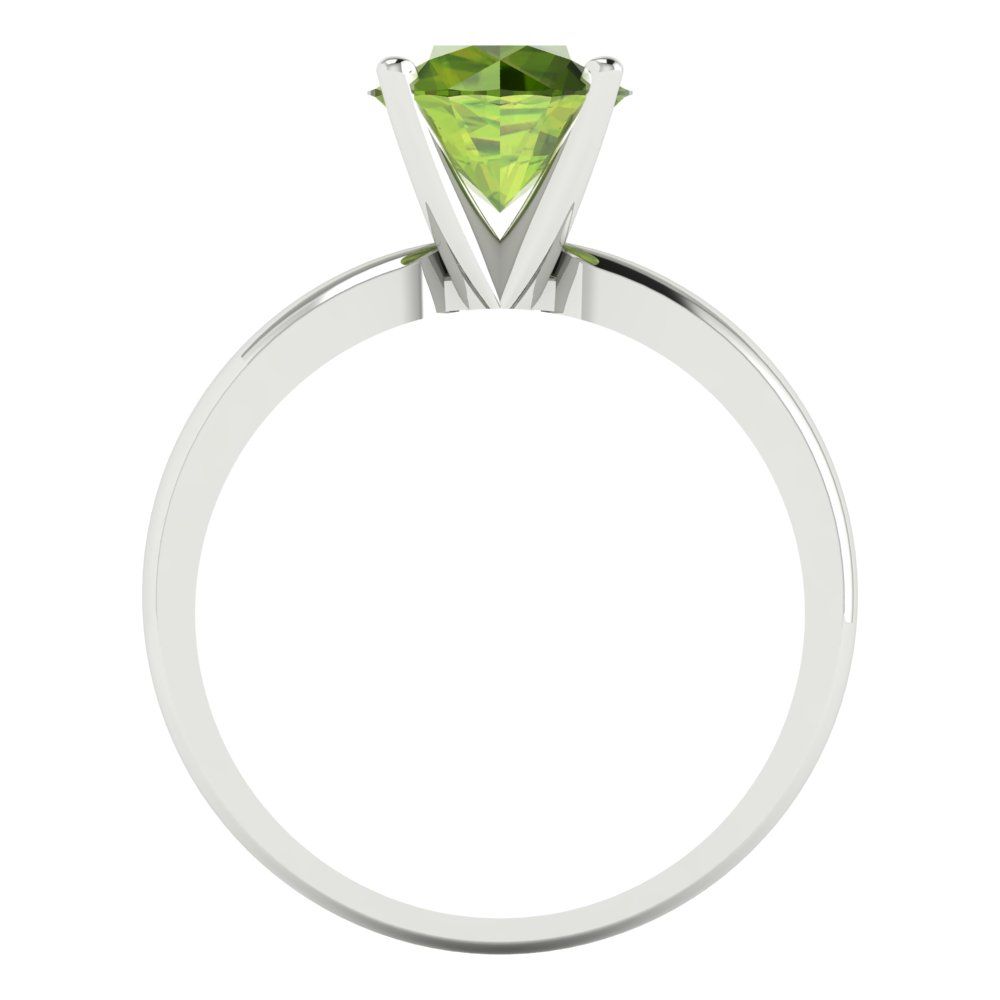 1.5 cttw Natural Peridot Solitaire  Engagement Ring - Solid Gold (Round Cut,7.5mm)