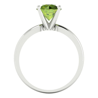 1.5 cttw Natural Peridot Solitaire  Engagement Ring - Solid Gold (Round Cut,7.5mm)